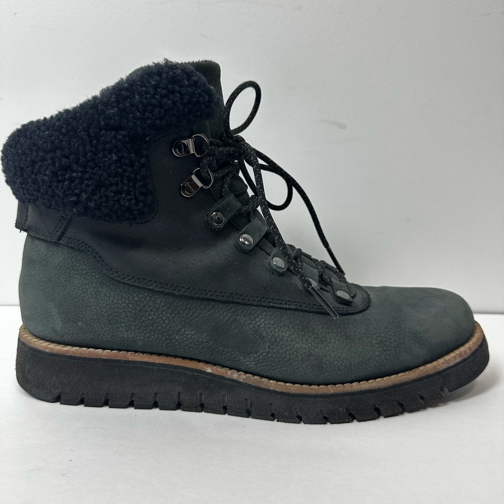 Cole Haan Black Shearling Trim Lace‑Up Winter Boots Size 8.5 B - Picture 9 of 13